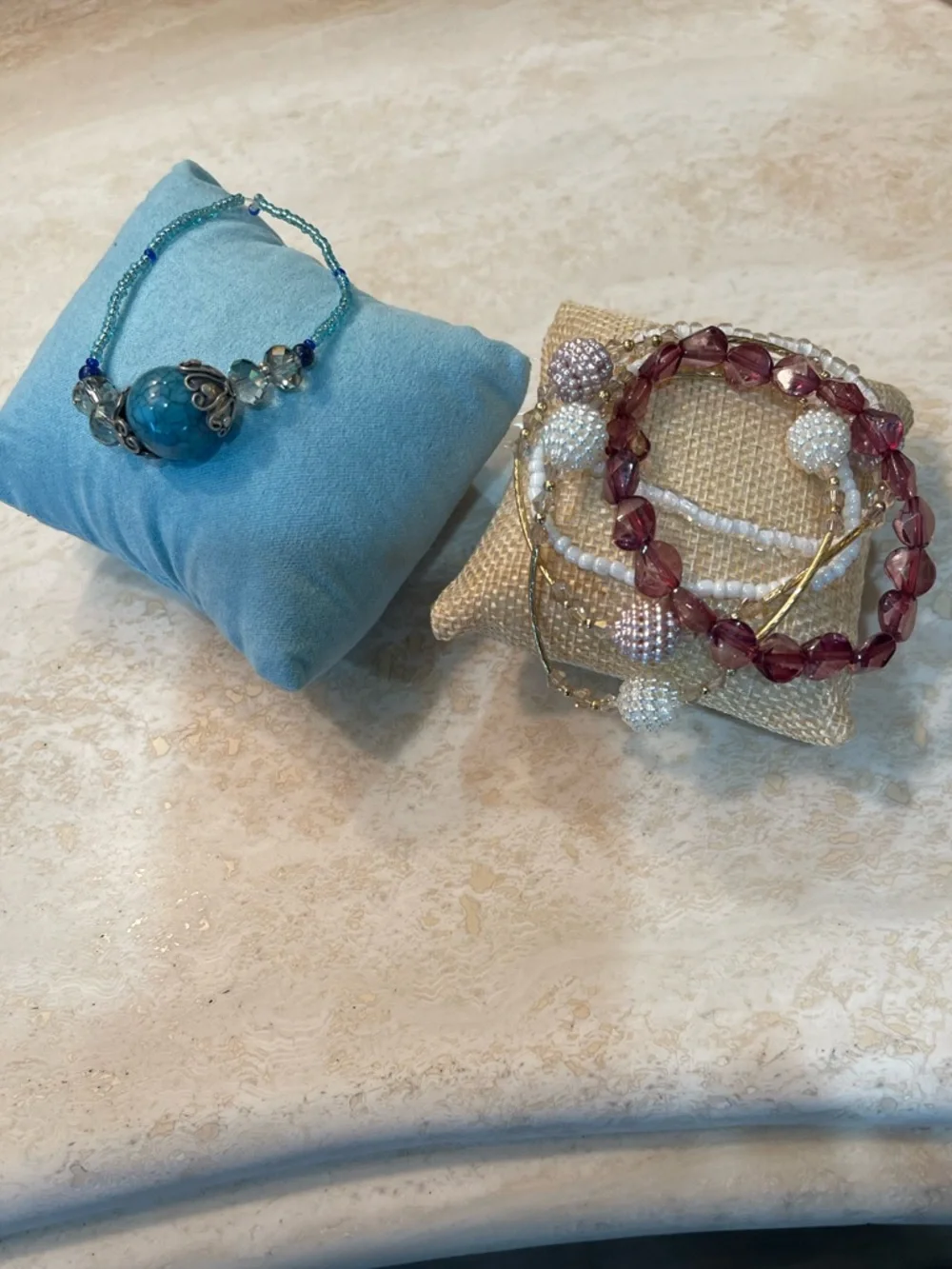 Stack of 6 Beaded Stretchy Bracelets.